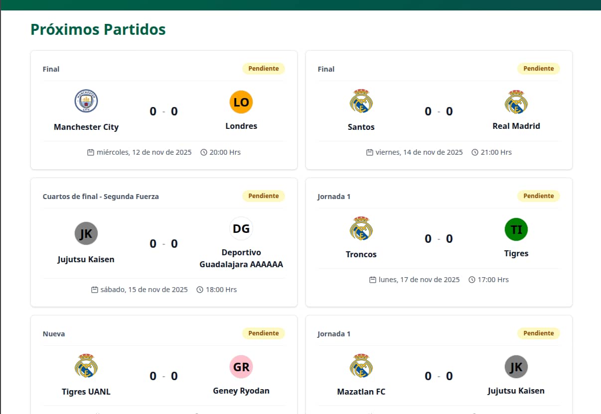 Imagen de los próximos partidos