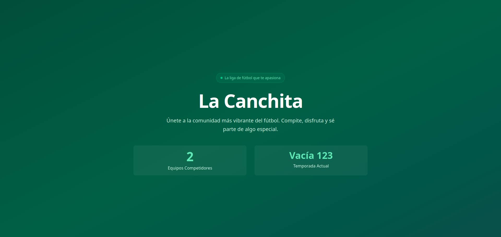 Imagen de la landing page con datos de la última temporada creada