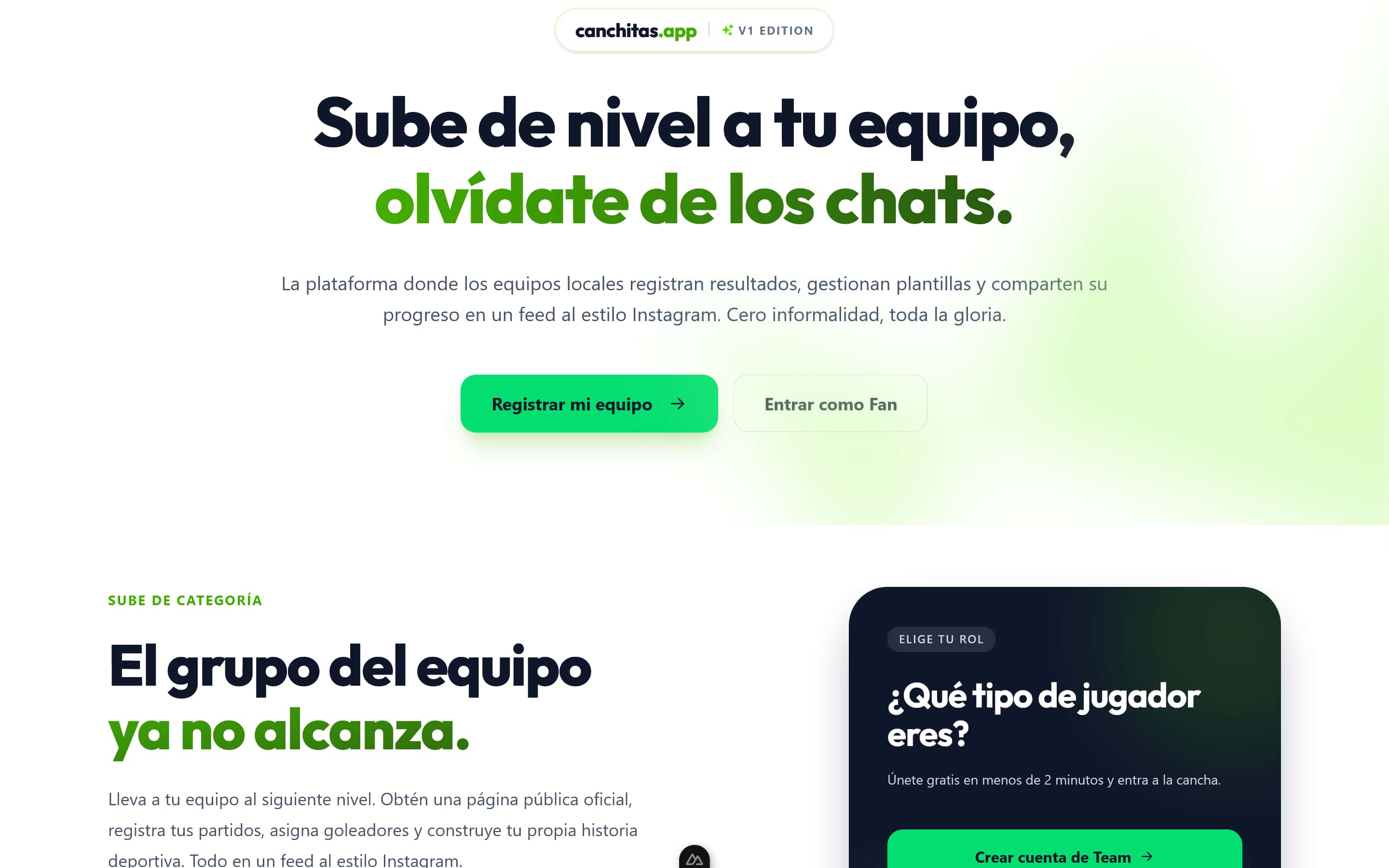 Vista general de Canchitas App