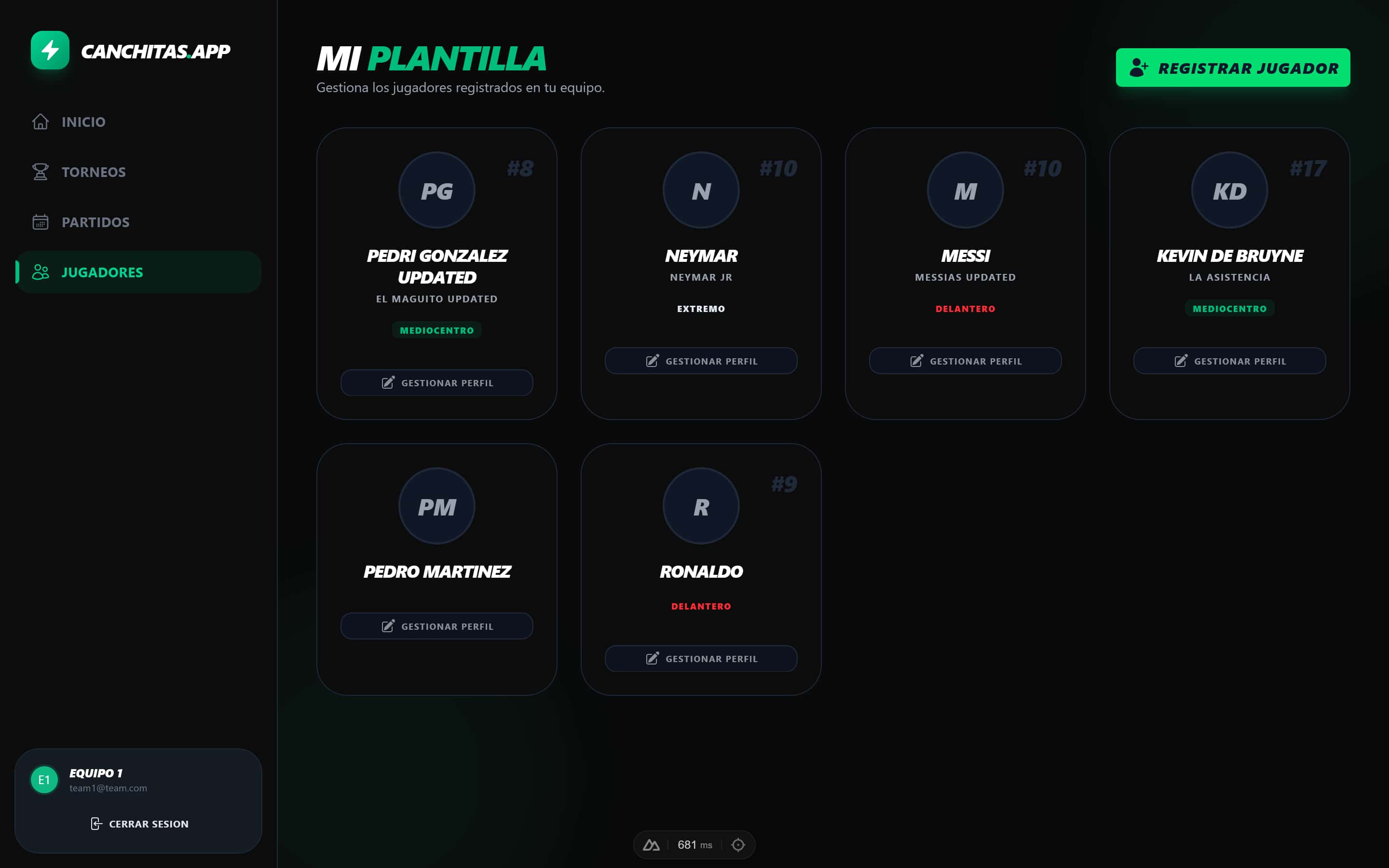 Gestión de jugadores
