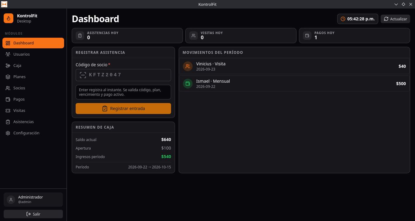 Portada de KontrolFit Desktop