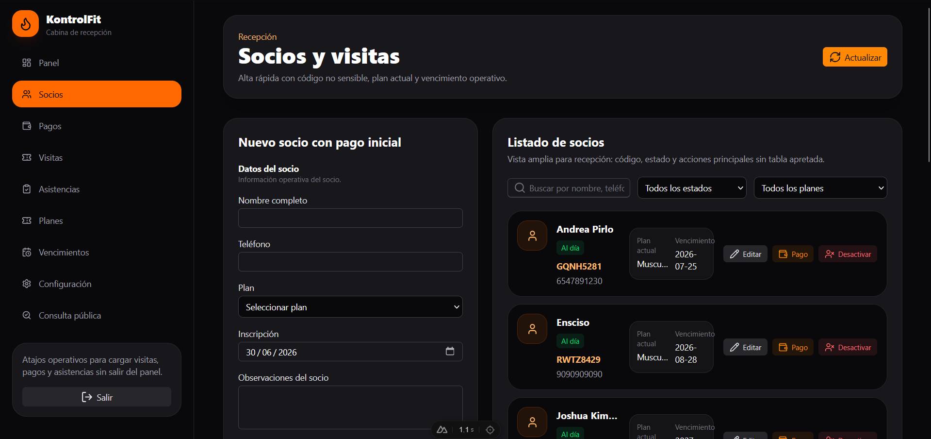 Gestión de Socios KontrolFit
