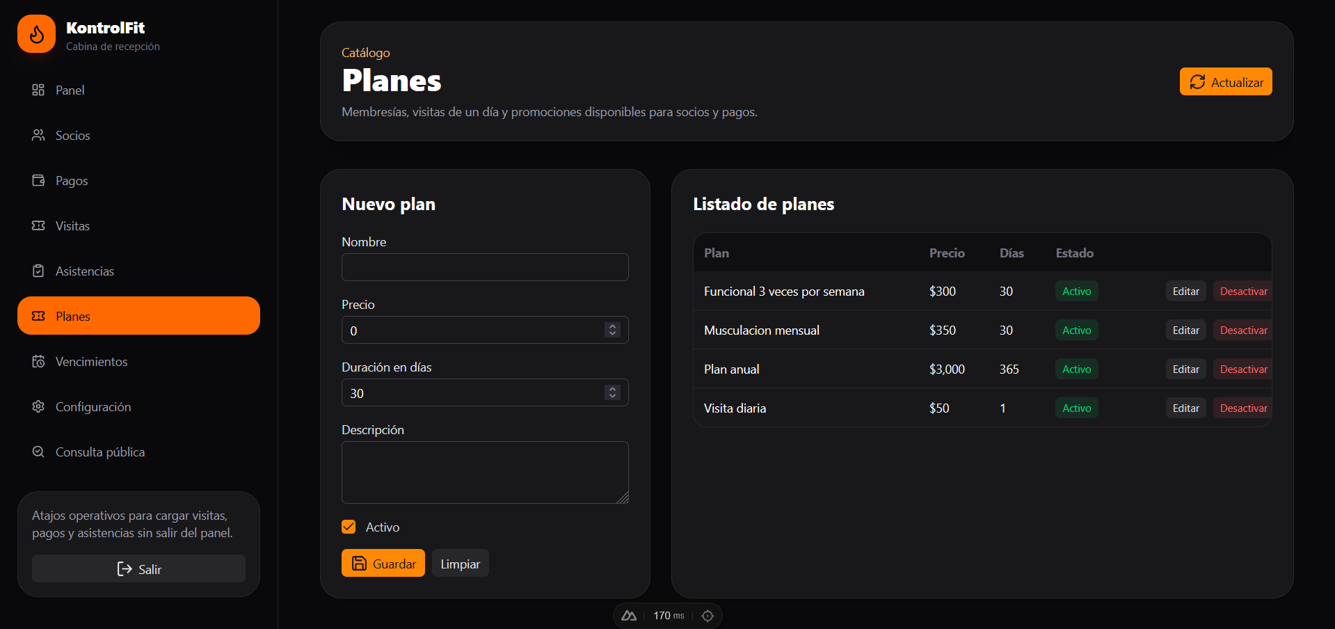 Gestión de Planes KontrolFit