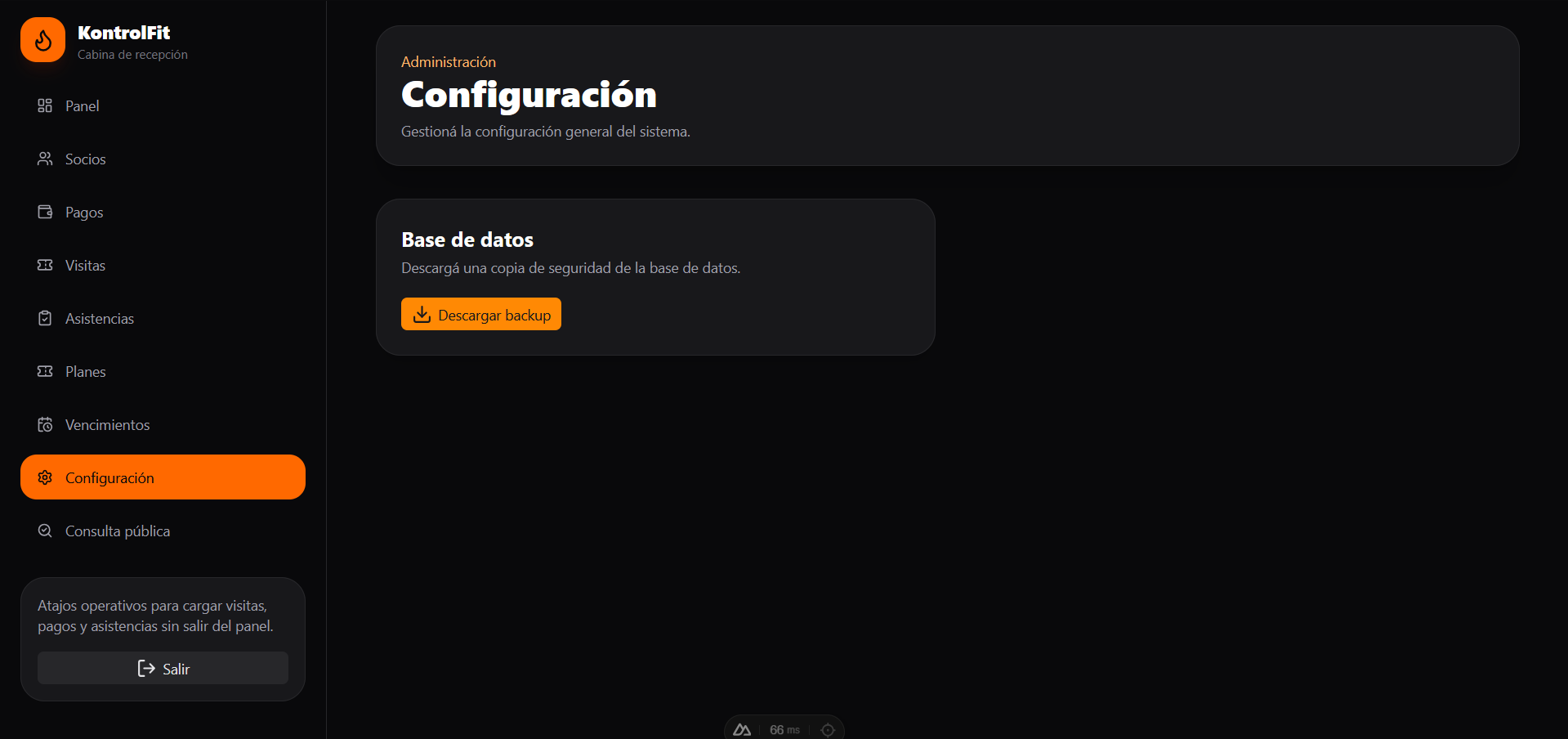 Configuración Backup KontrolFit